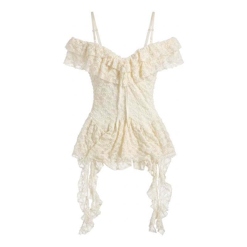 Lace dress after Charm: a clean studio product shot