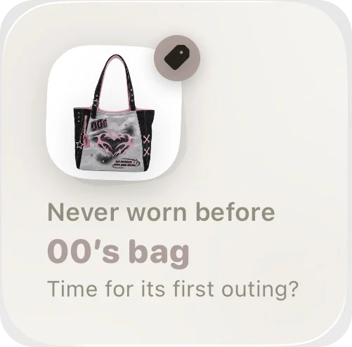 Never worn before widget showing a bag